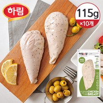 하림 [냉동] 하림이닭 촉촉함이 살아있는 닭가슴살 수비드 바질올리브 115g×10개, 10개