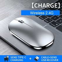 샤오미 2.4G 무선 블루투스 마우스 무음 충전 USB 수신기 게이머무선마우스, [02] 2.4G silver