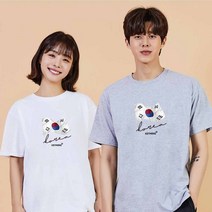태극기 디지털프린팅 인쇄티셔츠 반팔티 오버핏 귀여운 직원용 진돗개 재밌는그래픽