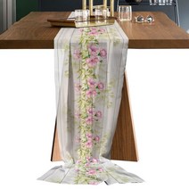 테이블보봄벚꽃 태양 강 레트로 쉬어 쉬폰 테이블 러너 국가 웨딩 파티 Tulle Voile 천으로 홈 인테리어, 02 69x304cm, 12 HZF04104