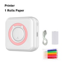pocket Thermal Printer Portable mini 무선 bt connect 200dpi photo 57 mm label 메모 목록 인쇄 무선 프린터 clear, 핑크-C