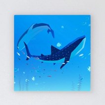 캔버스액자30x30 고래일러스트.꾸밈