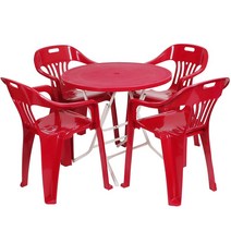 지오리빙 플라스틱 테이블 의자 세트 야외테이블세트, 원형+하이의자(마르살라)