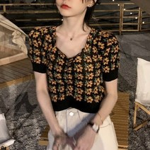 여성스런 여름패션 플라워 넥포인트 크롭 니트반팔티여름반팔 빅사이즈반팔티 남자반팔티 여성티셔츠 티셔츠 무지반팔티 남성티셔츠 여자기본반팔티 기능성티셔