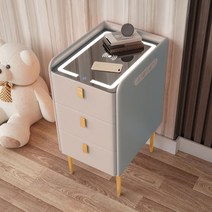 침대 협탁 핸드폰 무선충전 터치 LED 30cm 모던 우드, 회색 35 터치라이트/무선 충전기/듀얼 USB