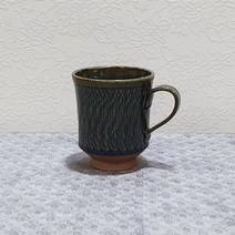미각도예 머그컵(소) 그린빗살[도자기머그잔 일반머그컵 커피잔 찻잔], 1p, 그린