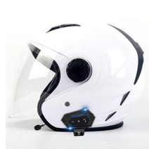 블루투스헬멧 반모 하이바 헬멧 여름 봄 오토바이 스쿠터 배달 바이크, M, 5_화이트+투명쉴드+[2종세트]