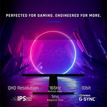 ViewSonic ELITE XG270QG 27인치 1440p 1ms 165Hz 게이밍 모니터 GSYNC IPS 나노 색상 엘리트 디자인 향상 및 고급 인체 공학 기능 포함