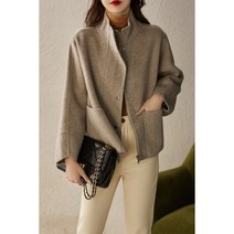 빨강몽키 양면 니트 오버핏 하프 트렌치코트 캐주얼 모직코드 빅사이즈 반코트