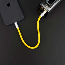 Apple 휴대폰 및 Android에 적합한 보조베터리 15cm 단기 맞춤형 슈퍼 소프트 실리콘 더블 Typec 데이터 케이블, 불꽃 오렌지 0.5m