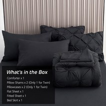 HAOK Bed in a Bag 세트 - 8피스 핀치 플리츠 침구 이불 세트 정품보장