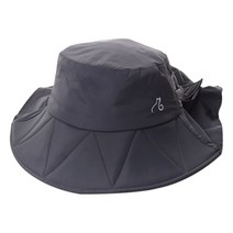 아리체 프릴 리본 벙거지 겨울 모자 버킷햇 여성 골프 방한, 다크그레이