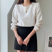 옷자락 여자 하객룩 장미꽃 플라워 패턴 퍼프 가을 블라우스