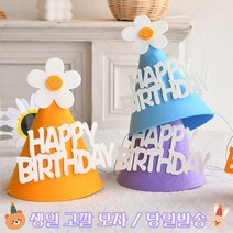 릴스베이 데이지 생일 고깔 모자 파티모자 파티햇 용품 셀프촹영소품, 옐로우