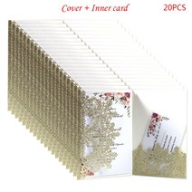 20pcs/set 눈송이 초대장 인사말 카드 섬세한 조각 휴가 메리 크리스마스 파티 용품, 황금