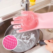 실리콘 미끄럼방지 수세미 고무장갑, 1개