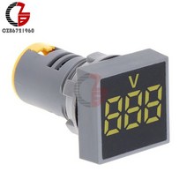 AC 20500V LED 디지털 전압계 110V 220V 전기 표시기 볼트 테스터 감지기 라운드 스퀘어 22mm, 04 Sqaure Yellow