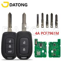 자동차 스마트 키 부품 교체 스마트키 설치 Datong 세계 원격 르노 Clio4 Sandero Maer3 심볼 Trafic Dacia Logan Lod Dokker Duer 4A, 2 버튼+Blade 5