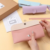 바보사랑 고급 가죽 코튼캔디 필통 파우치 만들기 가죽공예.민화샵, 블루 UDPLT0072