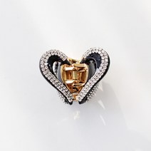 골드믹스 하트와 나비 스와로브스키 반머리집게핀