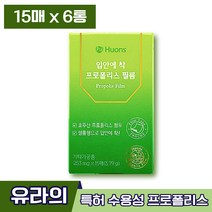 식약처인증 유라프로폴리스 휴온스 입안에 착 프로폴리스 필름 프러폴리스 프롤폴리스 플라보노이드 호주산 환절기 활력 비타민 미네랄 아미노산 건강 도움 관리 개선 영양제 엘라스틴, 6박스 (78780원 할인), 15매