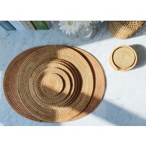 라탄 컵받침 티코스터 냄비받침 소형 대형 원형 타원 인테리어 테이블 매트 쏠리또, 원형 받침대 20cm