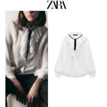 프릴 리본 하이넥 ZARA 자라 여성 블라우스
