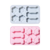 강아지 간식 만들기 수제 개껌 뼈다귀 발바닥 모양 실리콘 베이킹 몰드 틀 2colors, 핑크
