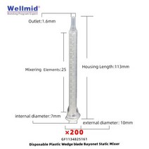 ARALDITE3m 접착제 에폭시 혼합 노즐 작은 웨지 블레이드 총검 정적 믹서 두 구성 요소 ab 글루건 플라스틱 튜브, 200Pcs, 113mm