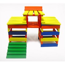 유아 쌓기놀이 카프라 원목 칼라 블록 100p 가베, 기본상품