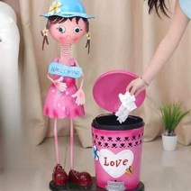 철 쓰레기통 귀여운 거실 휴지통 장식품, 3
