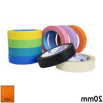 컬러풀 종이 마스킹 테이프 화지 내열도 잔사 안남는 건축 도장 페인팅 수채화 실리콘 락카 시공 아이보리 블랙 핑크 보라 종류선택 1개, 종이 마스킹테이프 오렌지 20mm x 40M