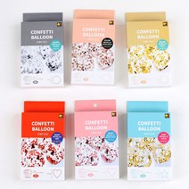 파티용품 컨페티풍선 5입 1세트 파티풍선 파티데코 컨페티벌룬 파티장식, 1 메탈릭 하트레드