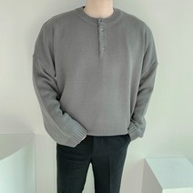 모던애즈 헨리넥 단추 반오픈 니트 스웨터 공용