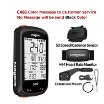 오운완 도우미 속도계 Magene-C406/C406Pro 자전거 GPS 컴퓨터 MTB 로드 무선 스마트 방수 블루투스 5.0 ANT 주행 거리계, [07] C406 with S3 H64