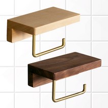 수애랑 우드 선반형 휴지걸이 원목 화장지걸이 접착식 타공식 겸용, 너도밤나무(비치), 1개