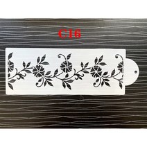 스프레이부스 29x10cm 퐁당 케이크 메쉬 스텐실 스탬프 엠보싱 웨딩 장식 도구 플라스틱 스프레이 금형 초콜릿 그리기 그림, [14] C14