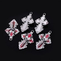 기독교십자가예수 50x34mm 2pieces/bag Zinc Alloy Drop Oil Big Crosses Jesus Charms Pendant for DIY Necklace E, [03] Red