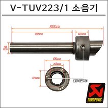 아크라포빅 머플러용 소음기 V-TUV223 1, 1개