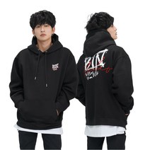 베럴댄나우 남자 오버핏 기모 켈리그라피 자수 프린팅 후드티