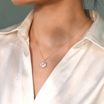 진주 펜던트 여성 순금 목걸이 ASHIQI 자연 바로크 925 스털링 실버 패션 담수 코인, [01] WHITE, [01] 12-13 미리메터, [02] 45cm