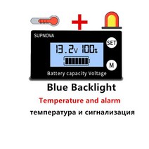 미니 DC 배터리 용량 표시기 8V-100V 납산 리튬 LiFePO4 자동차 바이크 오토바이 전압계 12V 24V 48V 72V, [04] T and ALM Blue, 04 T and ALM Blue