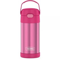 THERMOS 아동용 펀테이너 스테인리스 스틸 진공 보온 빨대 텀블러 12 oz 퍼플 하트, 12 Ounce, Pink Glitter
