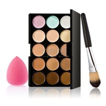 15 색 컨투어 컨실러 메이크업 크림 화장품 세트 퍼프 스펀지 브러쉬 모이스춰 라이징 쉬운 메이크업 도매, 그림으로 보내기1, 하나