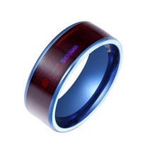 블루투스 반지 NFC 칩 링 패셔너블 호환 두꺼운 스테인레스 스틸 범용 스마트 일상용, 6+Blue