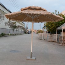접이식 초가 밀짚 볏짚 파라솔 지푸라기 하와이 제주도 라탄 오두막 정원 전원주택 야외 놀이공원 그늘, 단일사이즈, C_더블 2.5m 사각받침 O