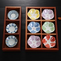 료칸 일본식 식기 우드 스낵 플레이트 도시락 반찬통, B(접시랜덤발송)