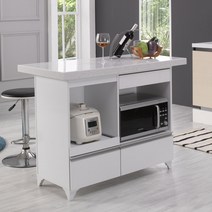 제이에스몰 쿠킹 홈바/대리석 홈바 아일랜드 식탁 전자렌지대 조리대, 몸통-화이트/상판-대리석화이트