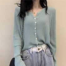코발트블루 파란 부드러운 스웨터 니트 자켓 얇은 크롭트 가디건 긴팔 블라우스 o 넥 버튼 탄성 슬림 용 소녀 여름 가을