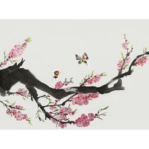 쉬운 diy피포페인팅 사군자 매화 난초 국화 대나무 매란국죽 행복 재물 풍수 수묵화 동양화 색칠하기 선물용 슬기로운 취미생활 집중력향상 스트레스 해소 그림그리기 소품, 사군자그리기도안11, 40*50cm(액자프레임포함)